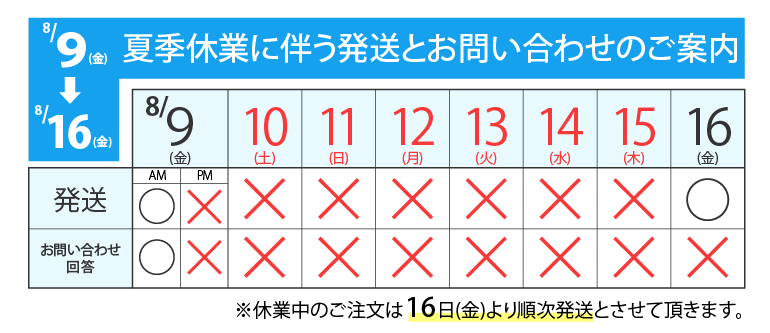 休業中の配送スケジュール