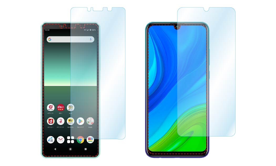 「Xperia 10 II」、「HUAWEI nova lite 3+」用保護フィルム画像